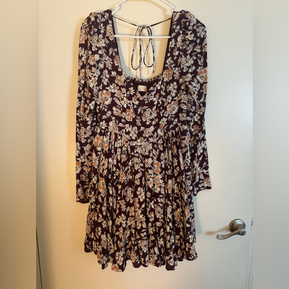 Altar’d State Maroon Floral Casual Dress